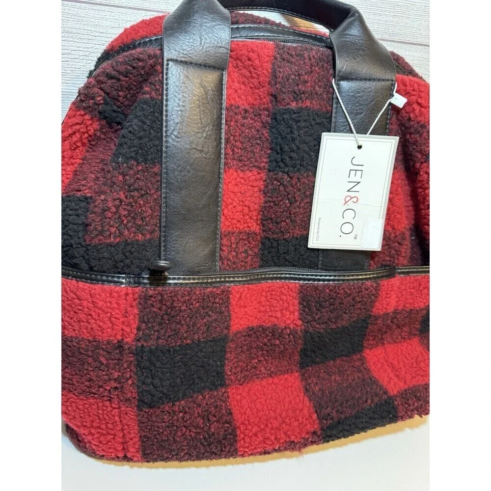 Jen & Co. HATTIE Sherpa Guitar Backpack In Red Black